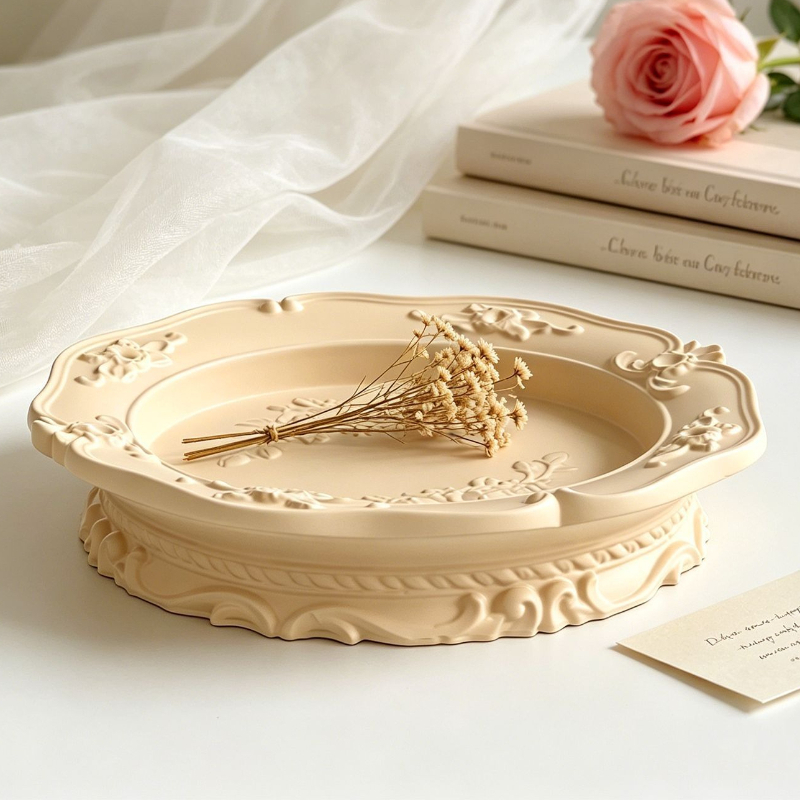 Natural Making Soap - Elegante Vintage Barock-Spitzen-Silikonform, Runde Ovale Relief-Form