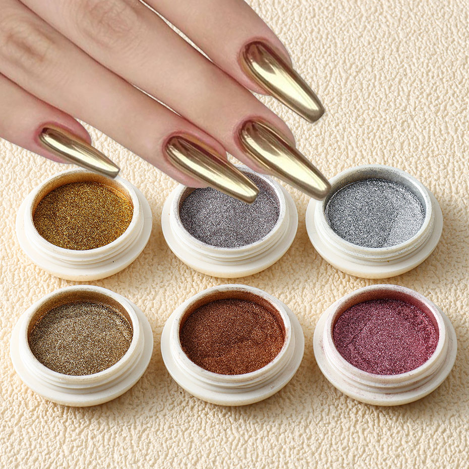 Mica Powder Colorant - 6pc Gold Metallic Spiegel Glitter Nail