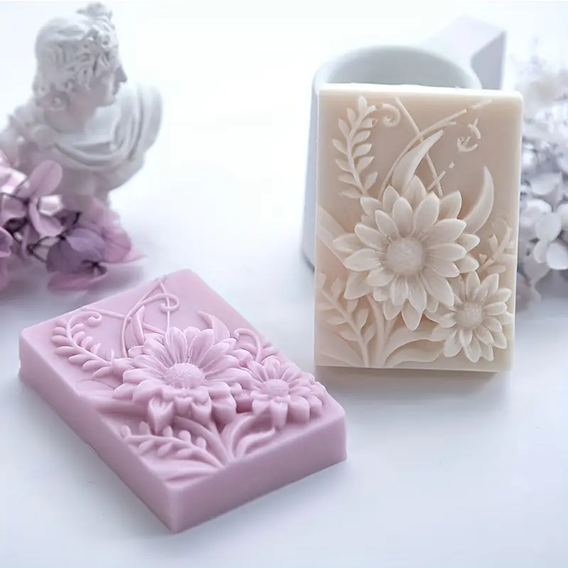Soap Mold Silicone Loaf - 3D Blume Quadrat Seife Silikon Form