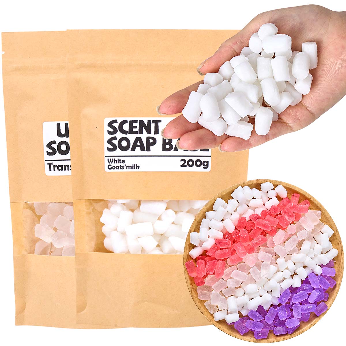 Soap Making Goats Milk - 200 g farbige Seifenbasis, DIY Aromath-Glycerin-Seifen,
