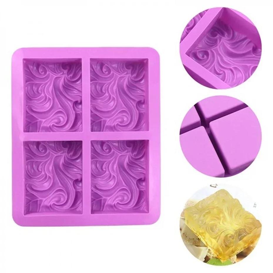 Soap Mold Silicone Loaf - Kreative 1-teilige Kuchendekorationsform, 4-fach Blumenförmige Silikonform