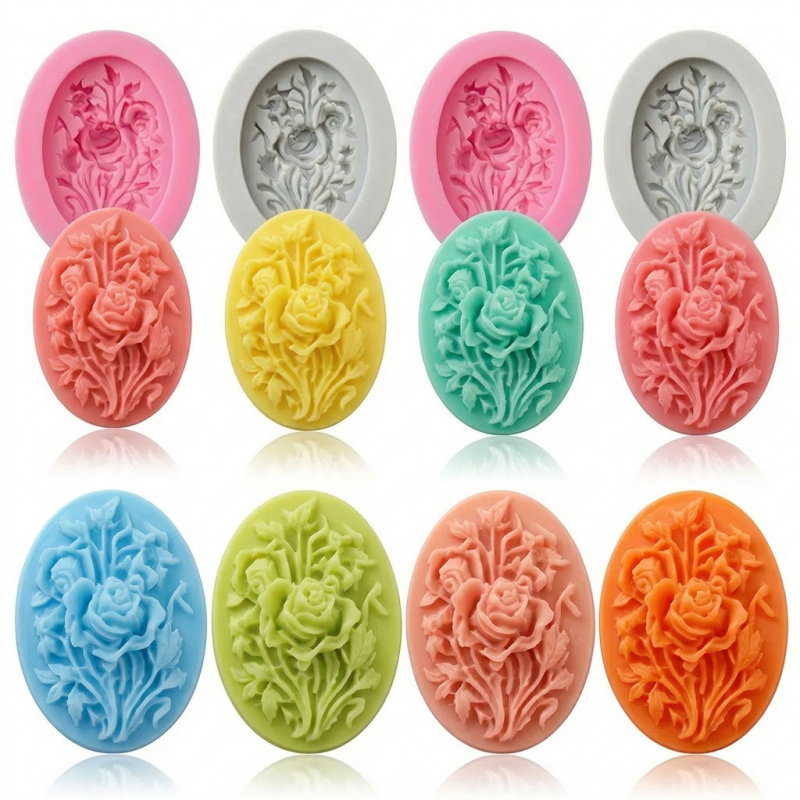 Soap Making Ins - 4 Silikonformen in Blumenform, leicht zu