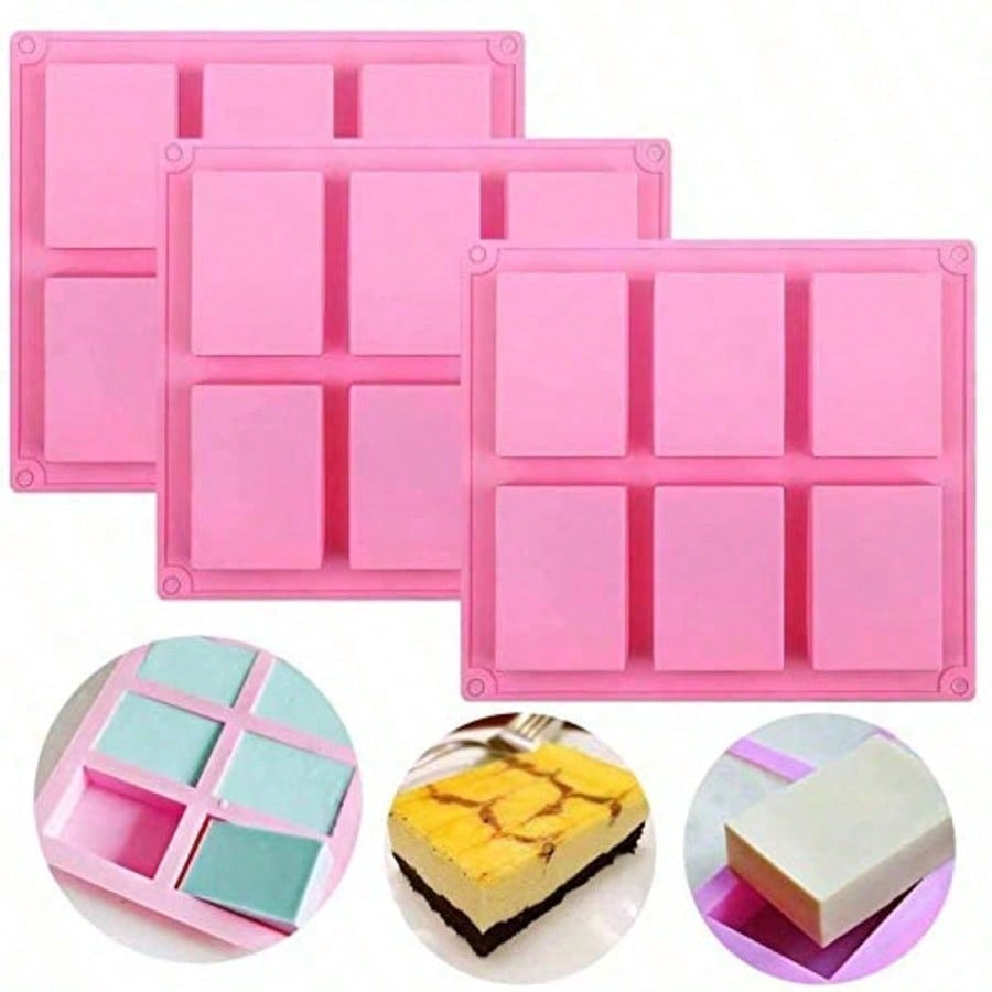 Soap Mold Silicone Loaf - 1-2er-Pack 6-fach Silikonformen zum Selbermachen, rosa